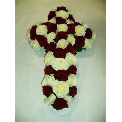 Petite croix fleurs rouge et blanche